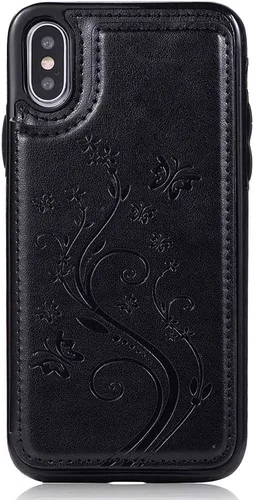 Miniatura 7 de Funda de teléfono para iPhone Xs X 10 10s con protector de pantalla de vidrio templado, tarjetero con soporte para tarjetero, funda de cuero