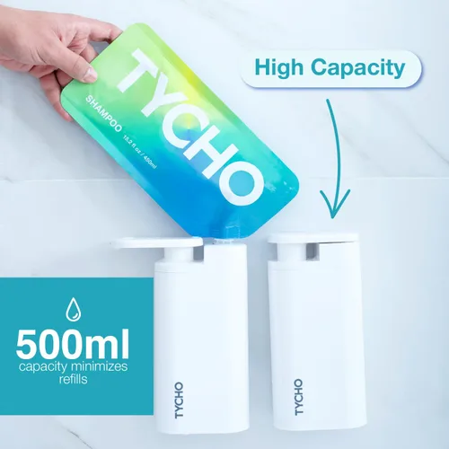 Miniatura 4 de TYCHO Dispensadores de ducha y champú hidratante y acondicionador hidratante (2+2) – No necesita herramientas para champú y acondicionador Champú