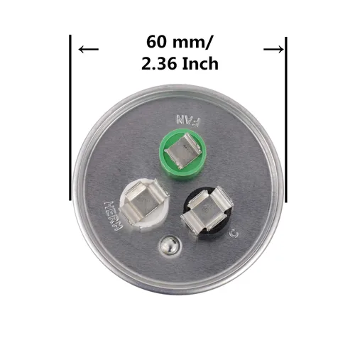Miniatura 2 de BOJACK 55+15 uF ±6% 55/15 MFD 370/440 VAC CBB65B Condensador redondo de arranque de doble funcionamiento para condensador recto frío o bomba