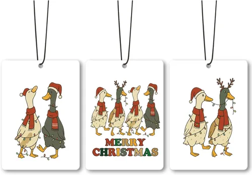 Luces navideñas de pato de Papá Noel para automóvil, accesorios para ambientador de aire, 3 piezas, divertidos ambientadores colgantes de ganso para