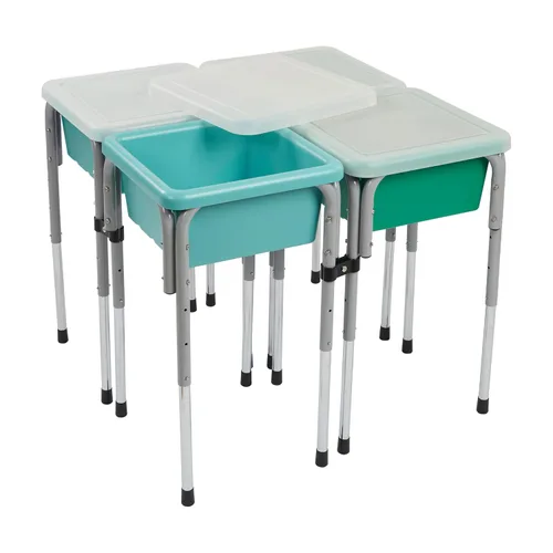 Miniatura 17 de ECR4Kids Mesa de juego ajustable para arena y agua de 4 estaciones, contenedores sensoriales, contemporánea