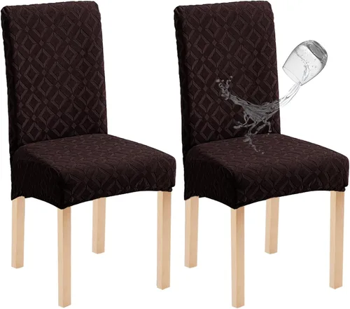 Miniatura 17 de Genina Juego de 4 fundas impermeables para sillas de comedor, extraíbles y lavables, color beige grande