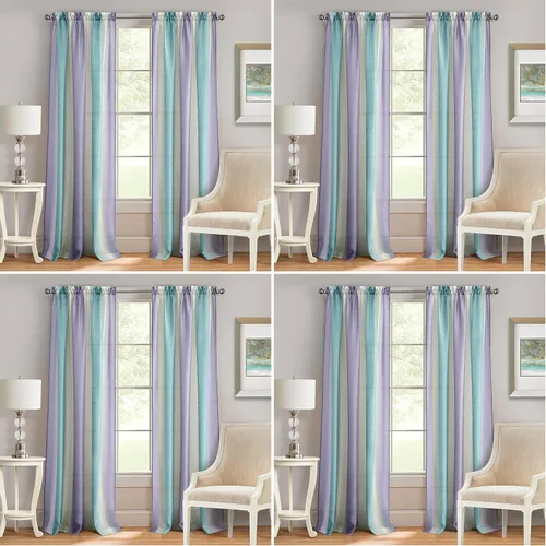 Miniatura 5 de ACHIM Spectrum - Cortina para ventana con bolsillo para barra, 50 pulgadas de ancho, 63 pulgadas de largo, color negro/plateado, semitransparentes