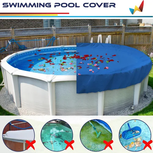 Miniatura 2 de Windscreen4less Cubierta de seguridad redonda de invierno para piscina de 14 pies con cable de alambre a lo largo de los bordes, cabrestante