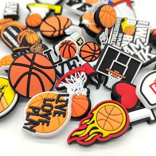 Miniatura 2 de lovinglove Dijes deportivos para decoración de zapatos de zuecos, béisbol, voleibol, sóftbol, fútbol, baloncesto, hockey, zapatos, paquete