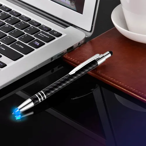 Miniatura 4 de GL006 - Bolígrafo de punta iluminada con lápiz capacitivo 3 en 1, bolígrafo LED para escribir en la oscuridad, paquete de 3, luz azul
