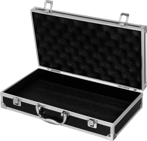 Maletín de aluminio negro con cerradura, maletín de aluminio para hombres o mujeres, funda rígida de metal con espuma para equipaje de viajero,