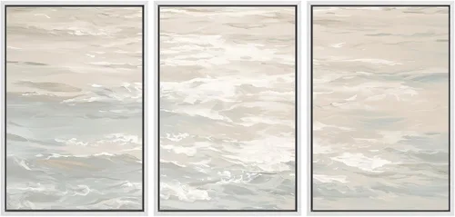 Miniatura 27 de SIGNWIN Lienzo enmarcado para pared, juego de arte tranquilo con reflejo de lago, acuarela, montaña y agua, ilustraciones modernas, arte abstracto
