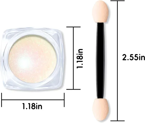 Miniatura 9 de Polvo de uñas cromado de tamaño de prueba para arte de uñas, 0.01 oz, 1 tarro de pigmento holográfico de sirena para polvo de inmersión, uñas