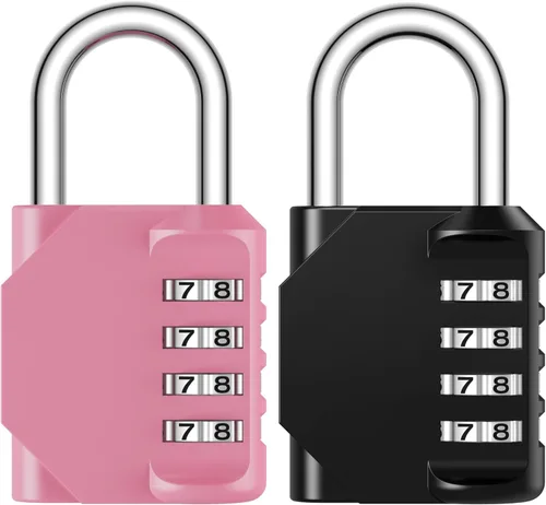 Puroma - Candado con combinación de 4 dígitos resistente al agua, seguro para exteriores, para taquillas de gimnasio, cajas de herramientas, Rosa y