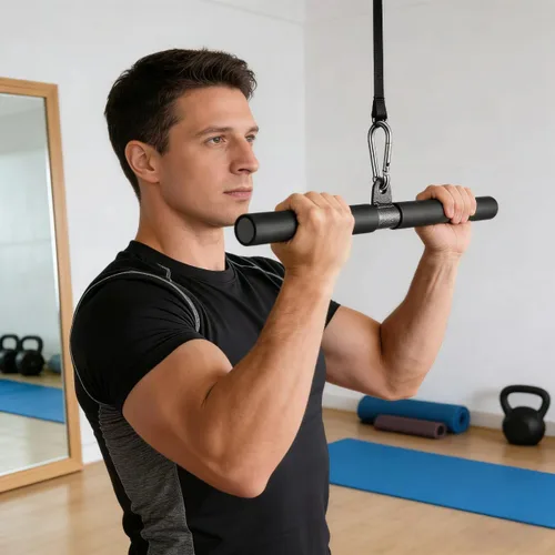 Miniatura 9 de Barra recta de bricolaje, barra de tracción de bíceps con empuñaduras suaves para la máquina de peso, barra recta para entrenamiento de gimnasio