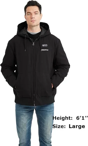 Miniatura 5 de Venustas 12V Men's Dual-Control Heated Canvas Jacket with Battery, Winter Heated Work Jacket, Electirc Heated Hoodie Jacket