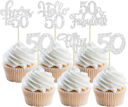 Miniatura 47 de 30 piezas Adornos para pastel de cumpleaños de 6 años, seis brillos, hola 6, púas para cupcakes, felicitaciones a los 6 años, decoraciones