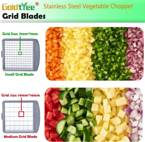 Miniatura 6 de Cortador de verduras, picador de verduras con 8 cuchillas, cortador de cebolla con recipiente, picador de alimentos todo en uno profesional