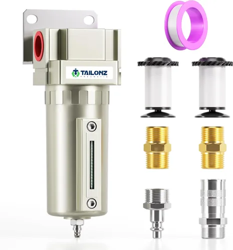 Miniatura 15 de TAILONZ PNEUMATIC 0-240PSI Sistema de secado de aire industrial de tres etapas grado NPT de 1/2 pulgada, filtro de partículas, filtro coalescente