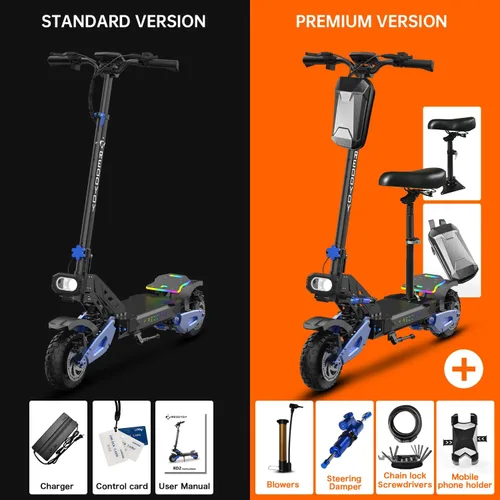 Miniatura 2 de Scooter eléctrico todoterreno – Scooter para adultos de motor dual más rápido de 50 MPH, pico de 5000 W, alcance largo de 55 millas, neumáticos