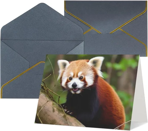 Tarjetas de felicitación con sobres, tarjeta de felicitación con sobres, tarjeta de felicitación de Little Panda rojo en blanco para todas las