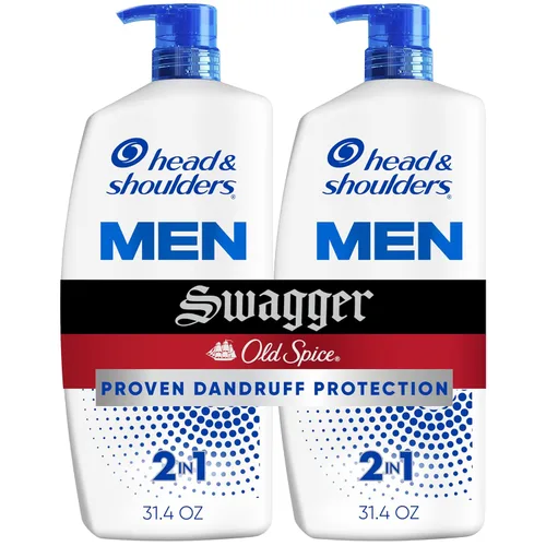 Head & Shoulders Champú y acondicionador anticaspa para hombre con 1% de piritiona de zinc, Old Spice Swagger Paquete individual 2 en 1 para hombre,