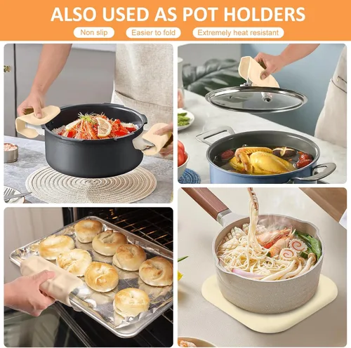 Miniatura 3 de Paquete de 6 salvamanteles de silicona para platos calientes, almohadillas calientes para cocina, salvamanteles para ollas y sartenes calientes