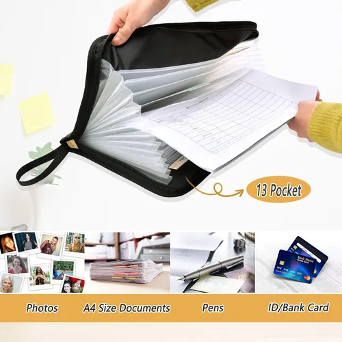 Miniatura 5 de Gredecor 13 Pockets File Folder Organizer A4/Letter Water Resistant Document Bag with Zipper Filing Folder Expanding File Pouch Storage for School