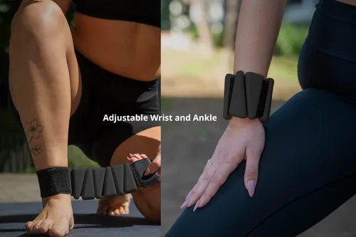 Miniatura 8 de GAOS - Pesas de muñeca y tobillo para mujer, brazaletes ponderados para pilates, yoga, caminar y entrenamiento de fuerza, ajuste ajustable, diseño