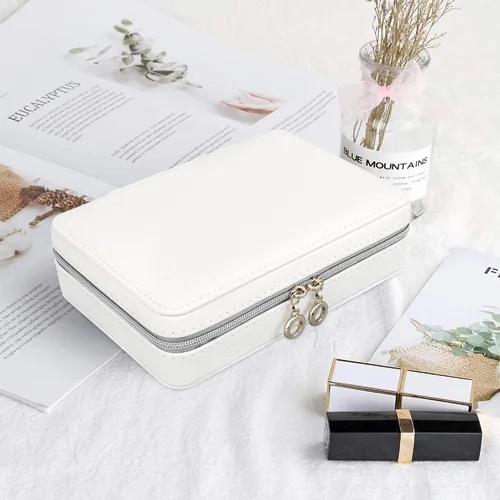 Miniatura 6 de DesignSter Joyero pequeño Estuche de joyería de viaje de piel sintética organizador de joyas soporte de almacenamiento para collares, aretes