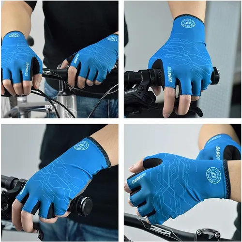 Miniatura 3 de Darevie Guantes de ciclismo, guantes de ciclismo de medio dedo, suaves y ligeros, guantes de ciclismo acolchados de gel que absorben los golpes