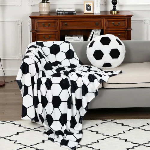 Miniatura 6 de SmoothNovelty El juego de 2 almohadas y mantas de fútbol incluye 40 x 50 pulgadas, manta de franela de fútbol suave y esponjosa, cojín de felpa