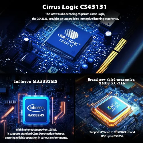 Miniatura 3 de S.M.S.L AS400 Amplificador de Potencia DAC Amplificador de Auriculares 165W x2 2.1 Canal MA5332MS MM Amplificador Phono Bluetooth 5.1 CS43131 MQA CD