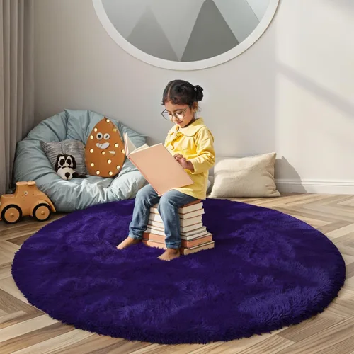 Miniatura 41 de Alfombras circulares súper suaves para niñas, castillo de princesa, tienda de campaña de 5 diámetros, alfombras circulares de área para dormitorio