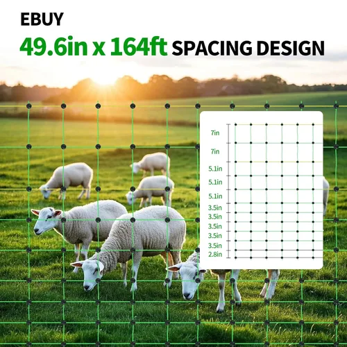 Miniatura 2 de Red eléctrica para cerca, 49.6 pulgadas de alto x 164 pies de largo, redes portátiles para ganado para cerdos, ganado, ovejas, pavo, cabra, animales