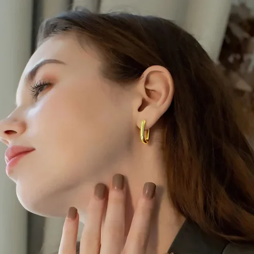 Miniatura 4 de THOKUNA 18K Gold Plated 925 Sterling Silver Huggie Hoop Earrings for Women