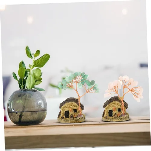 Miniatura 6 de Cabilock Adorno de árbol de piedras preciosas de cristal para árbol de dinero, mini oficina resina, árbol de dinero