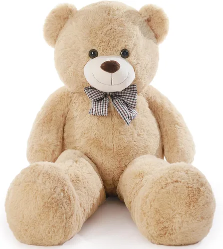 Poutmac Oso de peluche grande de 4 pies suave y gigante para novia, mujeres, niños, para San Valentín, Navidad, cumpleaños (marrón claro, 47