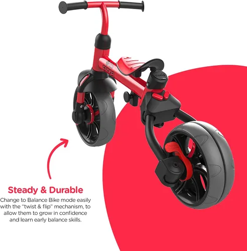 Miniatura 5 de Yvolution Y Velo Flippa - Triciclo convertible a bicicleta de balance 4 en 1 para pequeños de 2 a 5 años Rojo