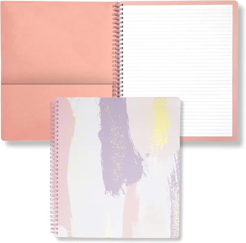 Miniatura 24 de Steel Mill & Co - Cuaderno de espiral grande con rayas universitarias, 11" x 9.5", tapa dura y 160 páginas forradas, diseño floral rosa
