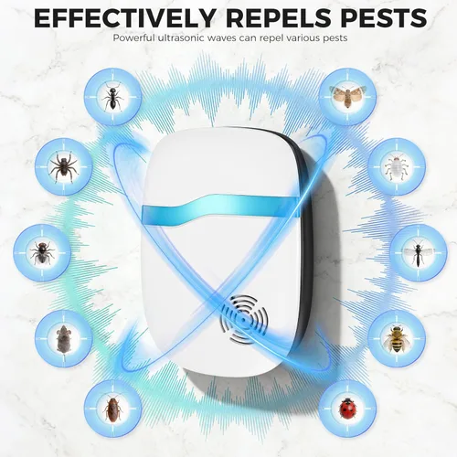 Miniatura 4 de Paquete de 6 repelentes ultrasónicos de plagas, repelente de insectos de mosquitos para interiores, repelente de ratones, asesino de cucarachas