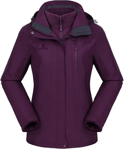 GOLDEN CAMEL Chaqueta de esquí para mujer, 3 en 1, impermeable, resistente al viento, chaqueta de forro polar, chaqueta de snowboard y montaña