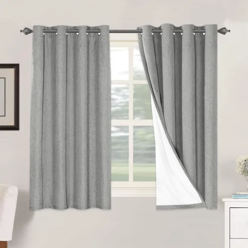 Miniatura 127 de H.VERSAILTEX Cortinas opacas de lino de 72 pulgadas de largo, 100% absolutamente opacas, con aislamiento térmico, con textura de lino, cortinas