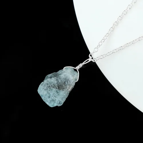 Miniatura 3 de Colgante delicado de piedras preciosas naturales crudas, collar de piedras ásperas surtidas, hecho a mano, joyería hipoalergénica bohemia