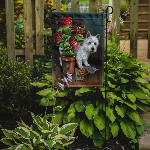 Miniatura 610 de Caroline's Treasures PPP3090GF - Bandera decorativa para jardín de bulldog inglés y otoño, para exteriores, patio, flores, tamaño de jardín