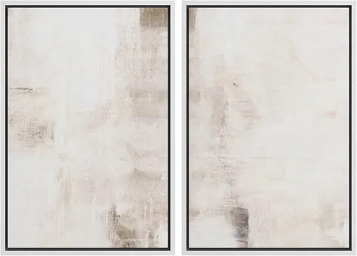 SIGNWIN Impresión en Lienzo Enmarcado Conjunto de Arte de Pared Arte Abstracto Neutro Ilustraciones Suaves de Color Beige y Blanco Arte Moderno