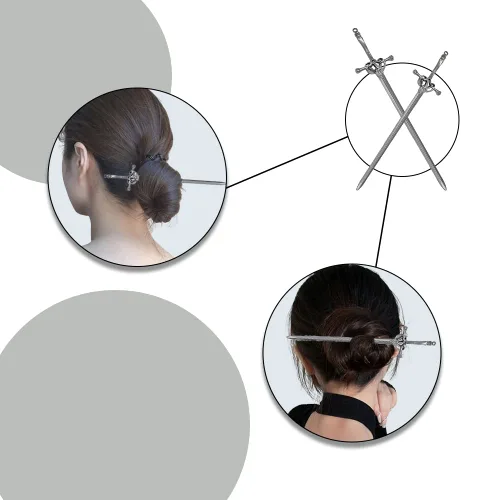 Miniatura 6 de 2 palillos para el cabello vintage para niñas, estilo chino, horquillas para cabello largo, accesorios para el cabello (negro)