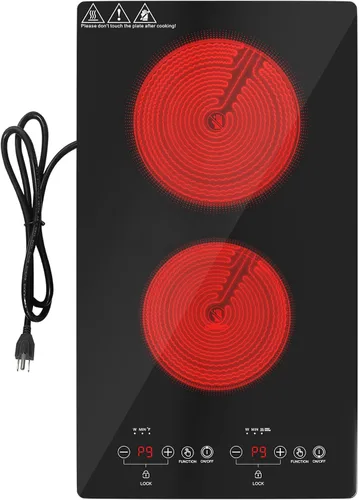 Miniatura 11 de WABK Placa eléctrica portátil, quemador de encimera infrarrojo de 1800 W con asa, estufa eléctrica de un solo quemador de 110 V con perilla