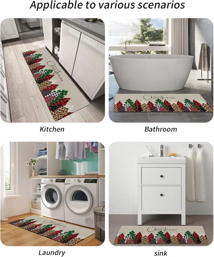 Miniatura 5 de Tapete de baño de Feliz Navidad, antideslizante, de secado rápido y absorbente, tierra de diatomeas, fregadero, dormitorio, cocina, tapete lavable