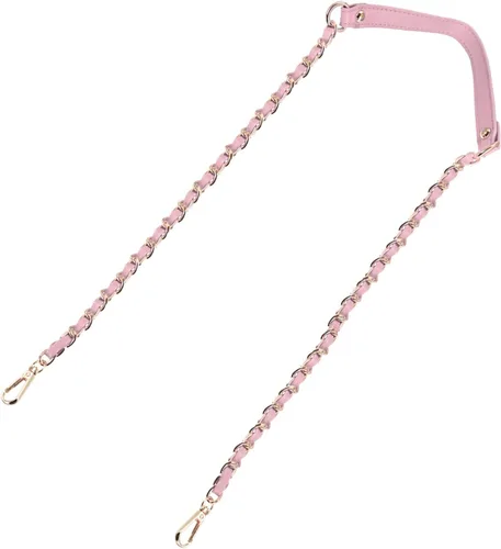 Miniatura 12 de Uxcell Correa de cadena plana de hierro de cuero de 39 pulgadas para bolso de mano, mango de reemplazo de hombro, negro con cadena dorada