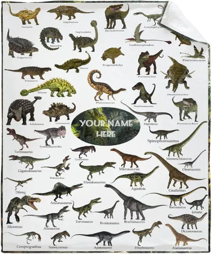 Miniatura 13 de Manta con nombre de bebé con diseño de dinosaurios, regalos para amantes de los dinosaurios, niñas, niños, adolescentes y adultos, mantas