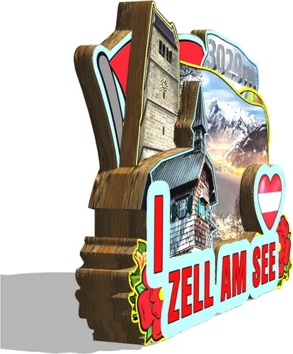 Miniatura 2 de Austria Zell Am See - Imán para nevera, diseño de madera en 3D, para viajes, coleccionables, decoración hecha a mano