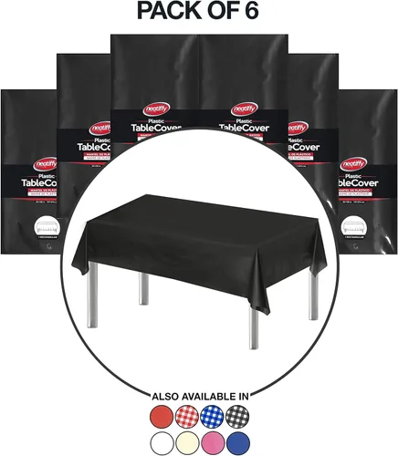Miniatura 2 de Neatiffy Paquete de 6 manteles rectangulares de plástico de 54 x 108 pulgadas, para picnic, campamento, fiesta, banquete, manteles desechables