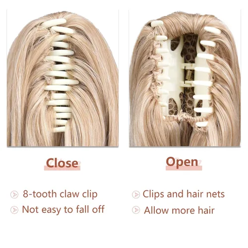 Miniatura 64 de Extensiones de cola de caballo de cabello rubio, extensiones de cola de caballo para mujer, pinza de extensiones de cabello rizado de 12 pulgadas